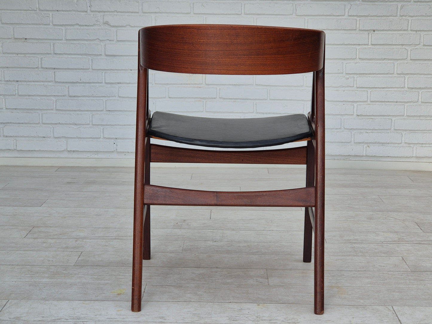 1960s, Danish chair, original condition, solid teak wood, eco leather, bent teak wood.