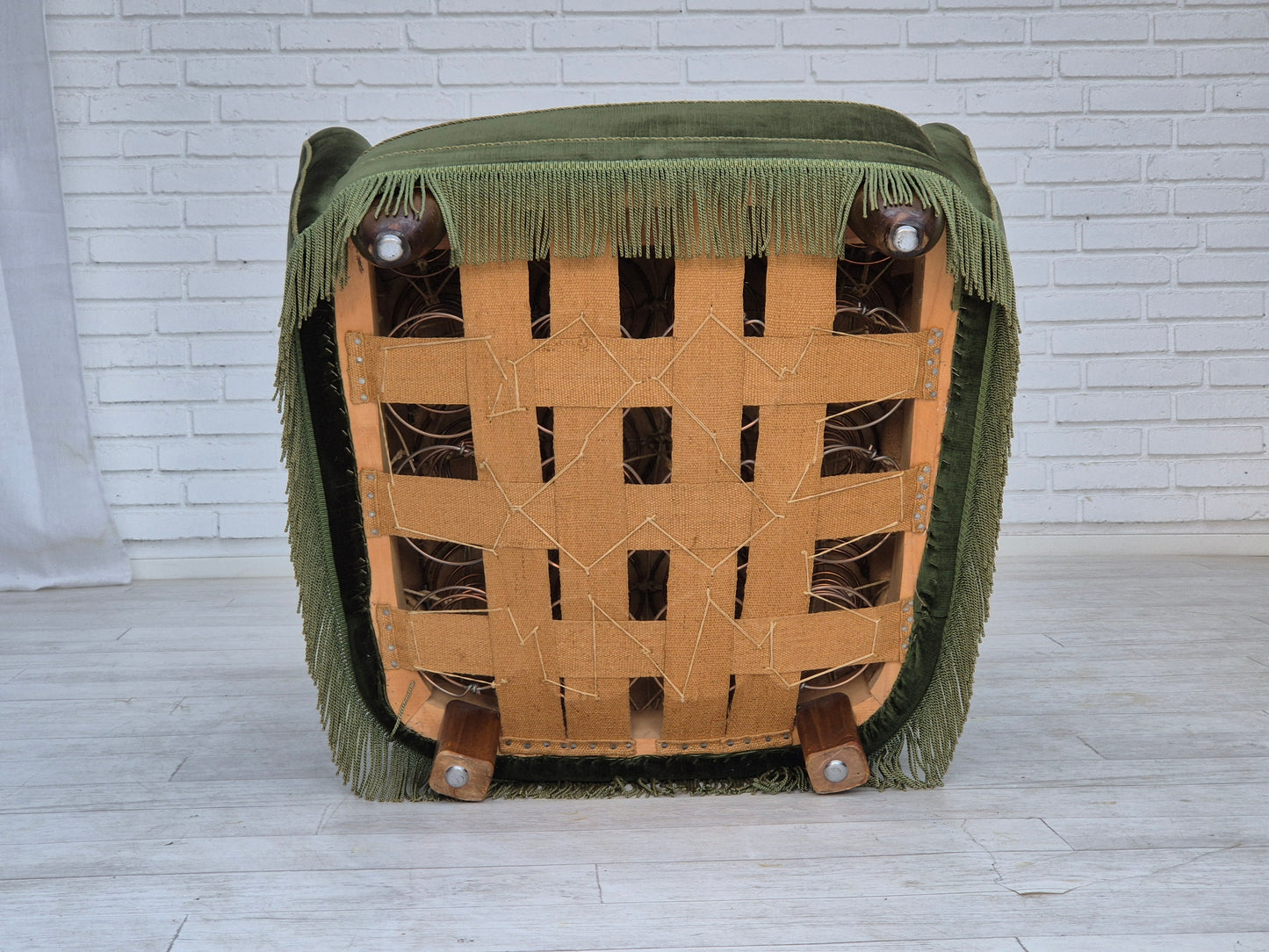 1960s, Danish highback relax armchair, original condition, green furniture velour.