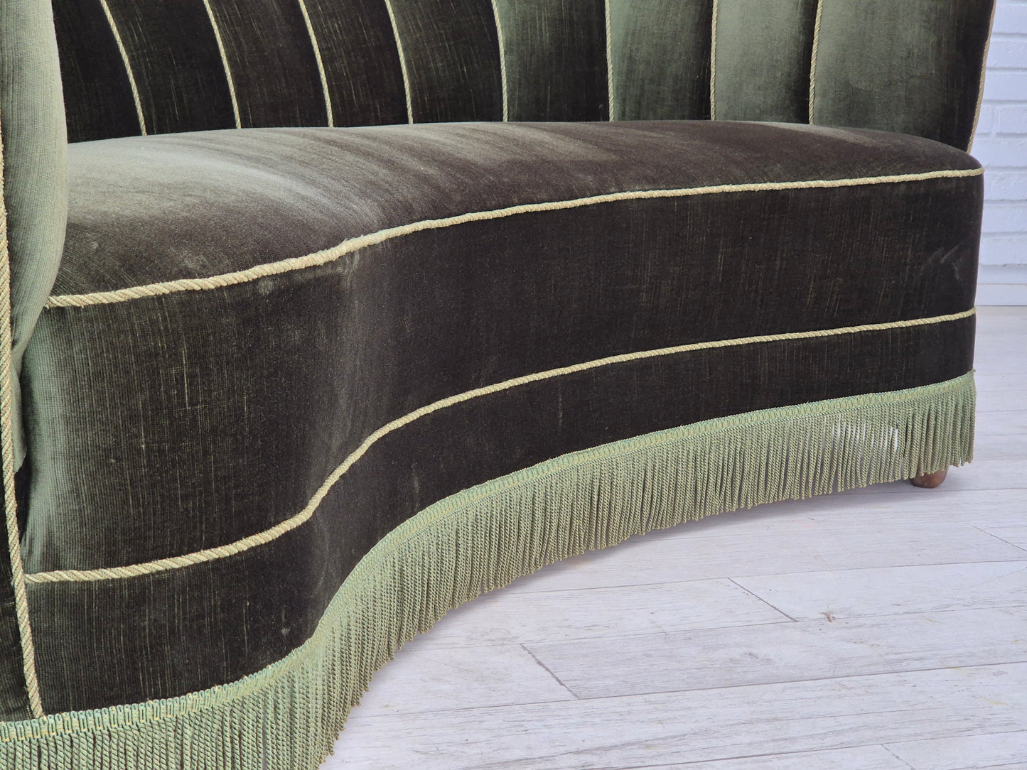 1960s, Danish 3-seater "Banan" sofa, original dark green velour.