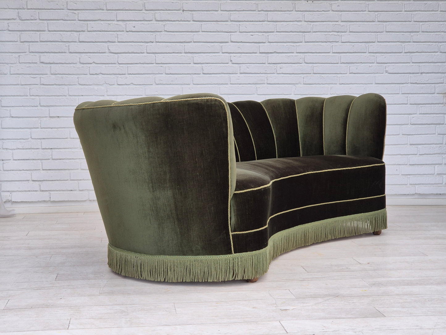 1960s, Danish 3-seater "Banan" sofa, original dark green velour.