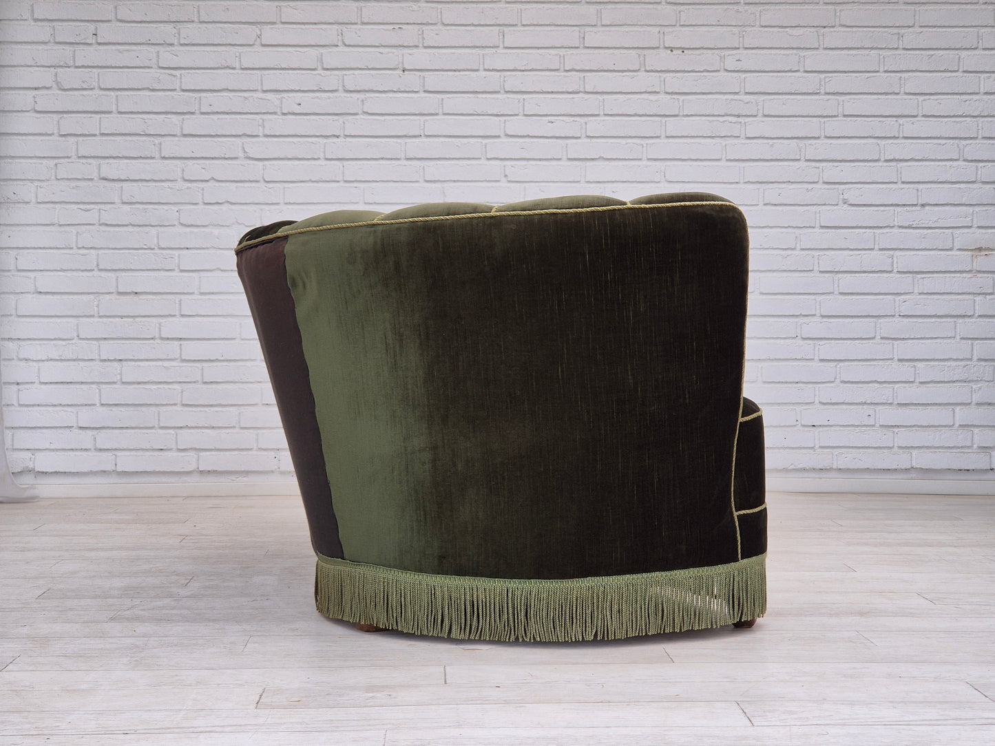 1960s, Danish 3-seater "Banan" sofa, original dark green velour.