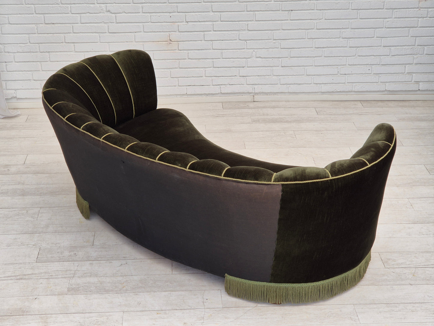 1960s, Danish 3-seater "Banan" sofa, original dark green velour.