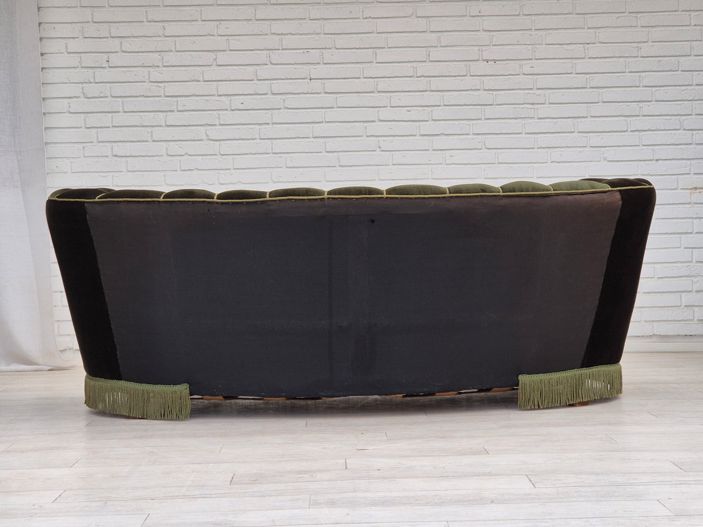 1960s, Danish 3-seater "Banan" sofa, original dark green velour.