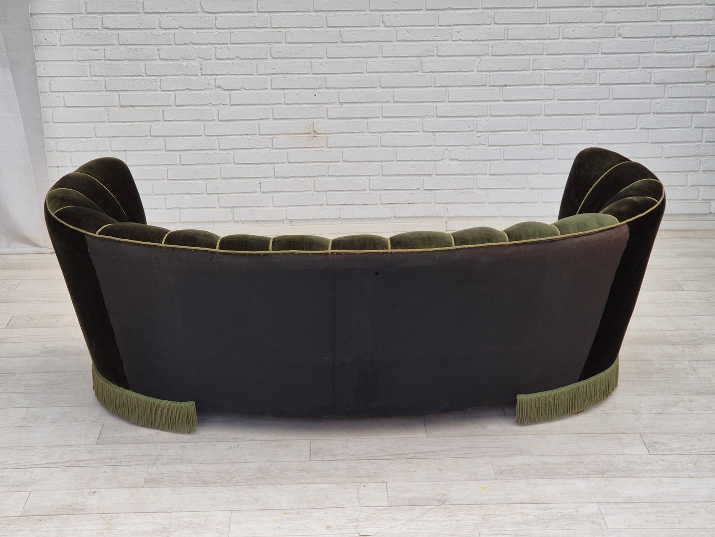 1960s, Danish 3-seater "Banan" sofa, original dark green velour.