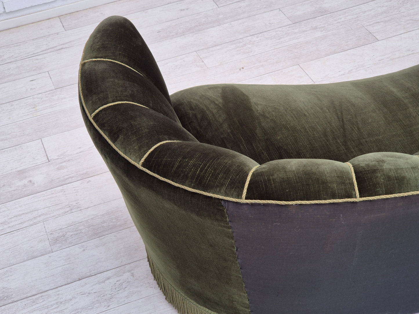 1960s, Danish 3-seater "Banan" sofa, original dark green velour.