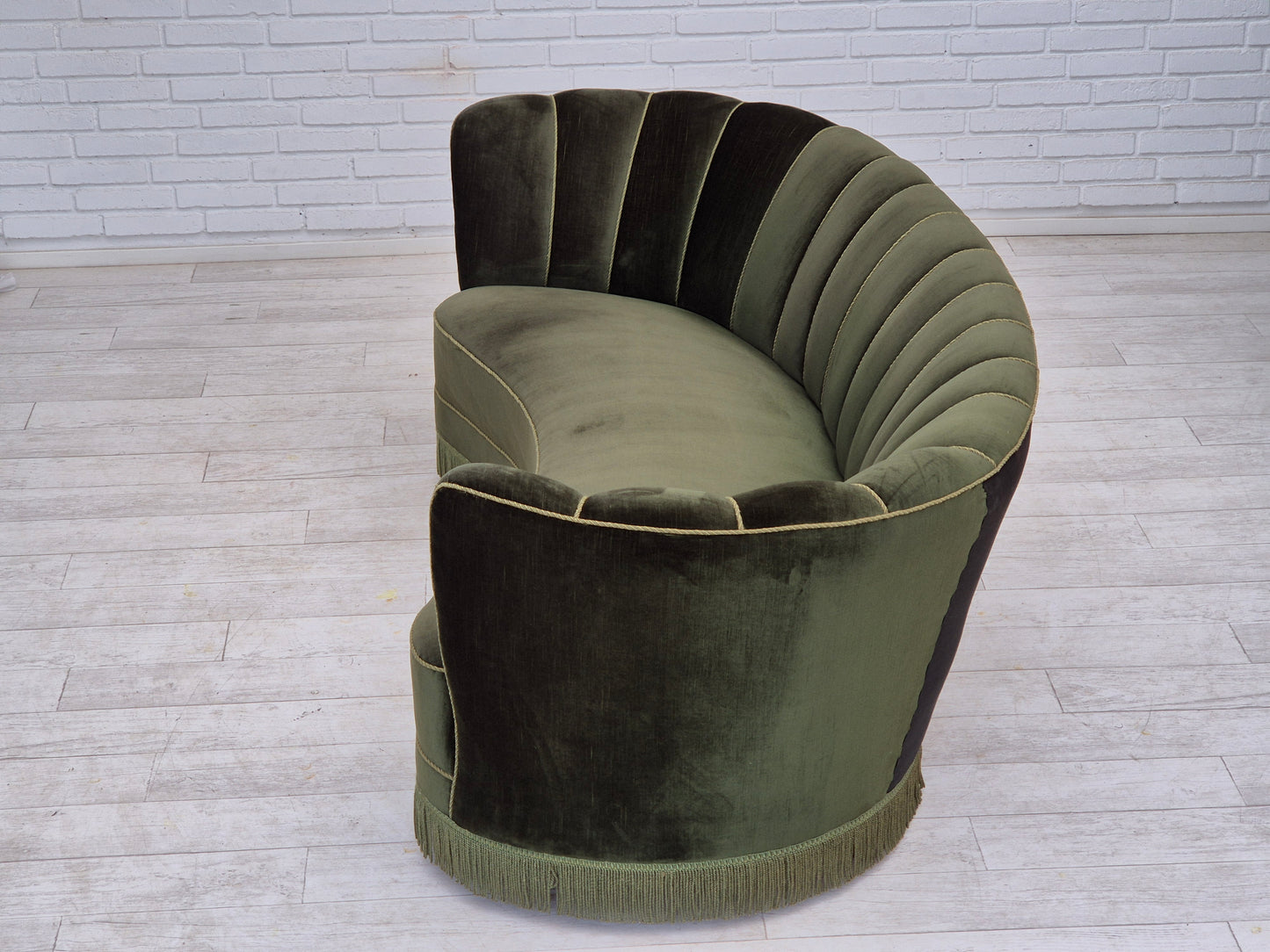 1960s, Danish 3-seater "Banan" sofa, original dark green velour.