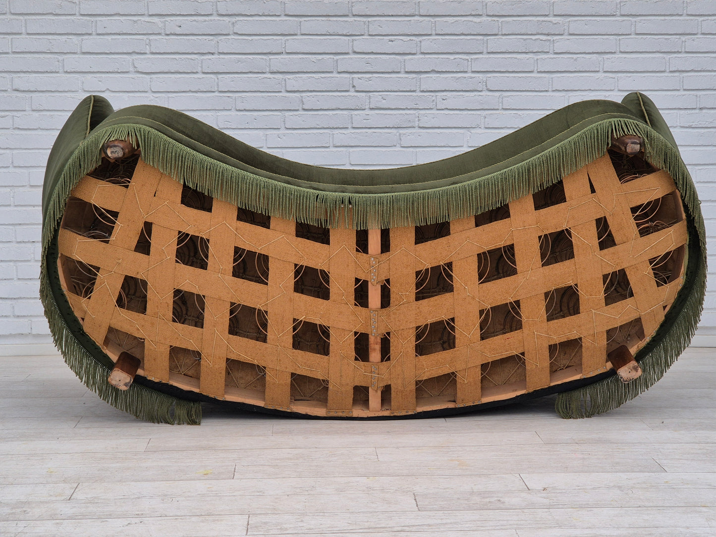 1960s, Danish 3-seater "Banan" sofa, original dark green velour.