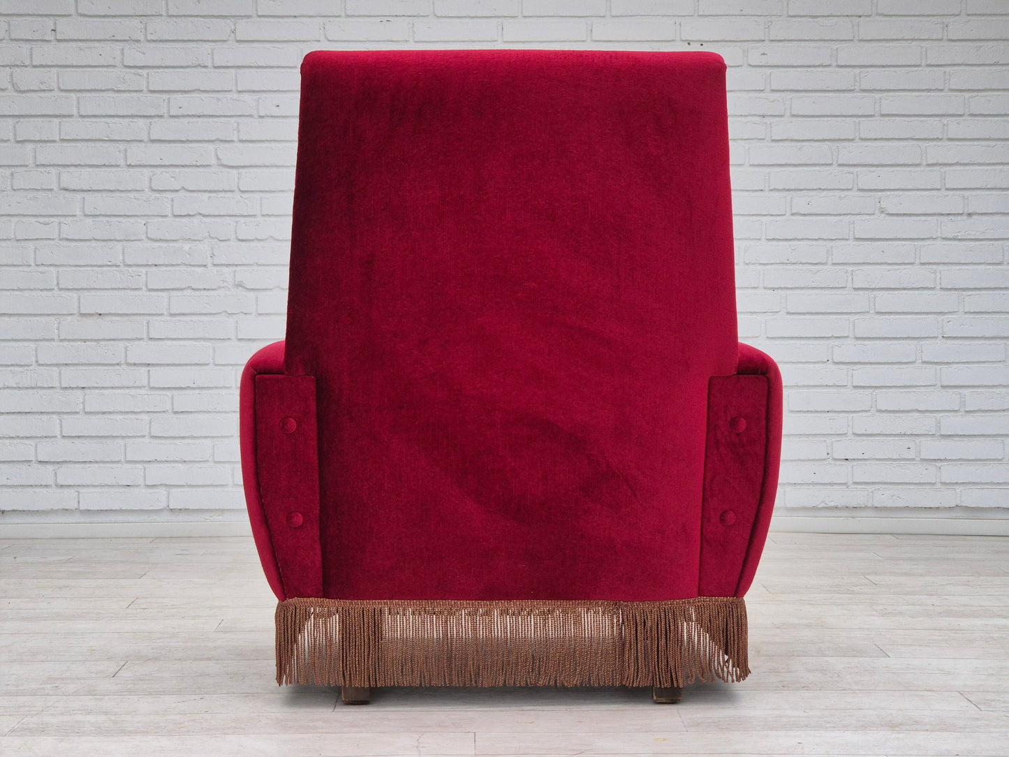 1970s, Danish highback armchair, original condition, red furniture velour.