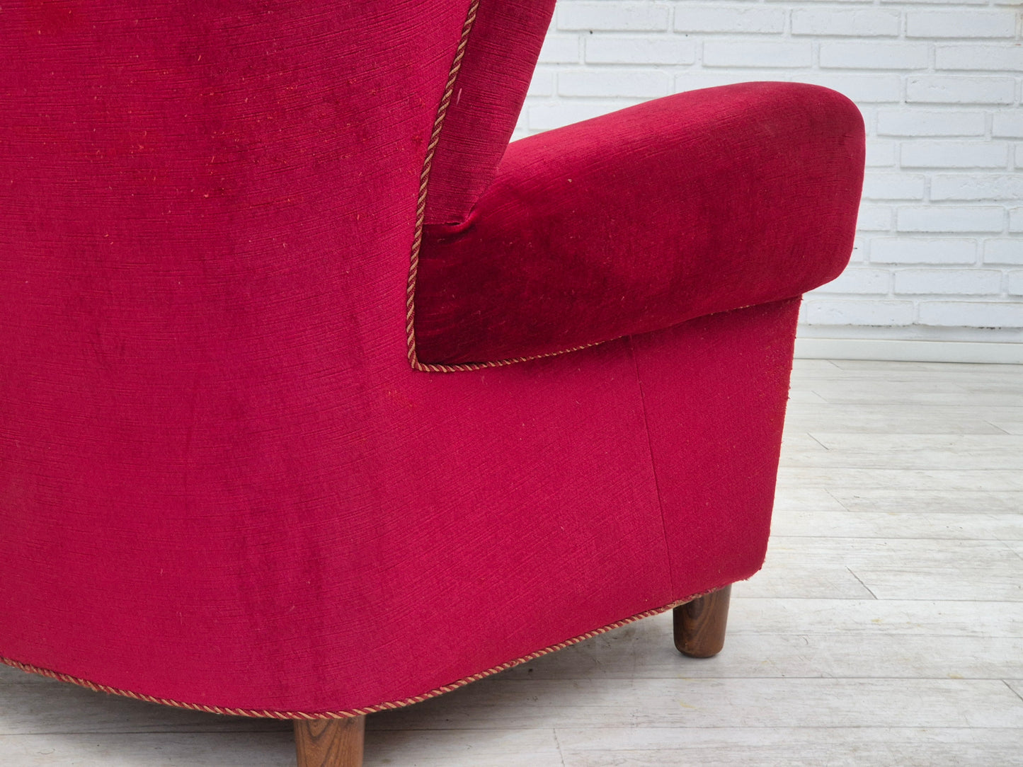 1960s, Danish relax armchair, original condition, red furniture velour.