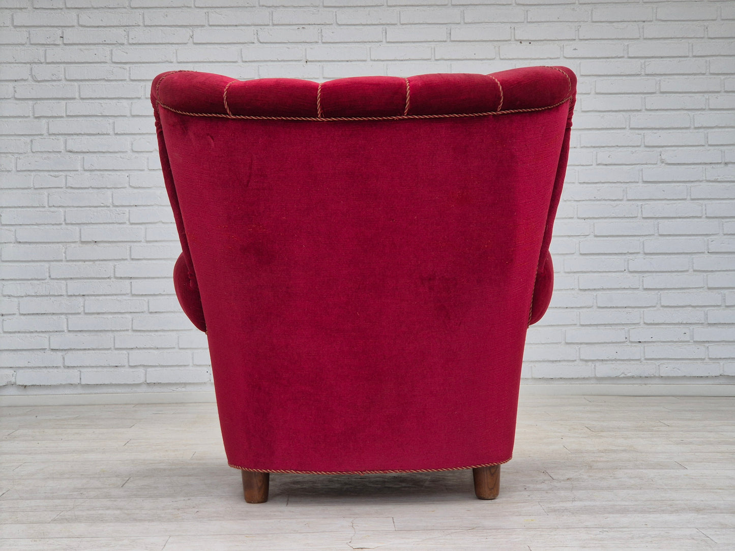 1960s, Danish relax armchair, original condition, red furniture velour.