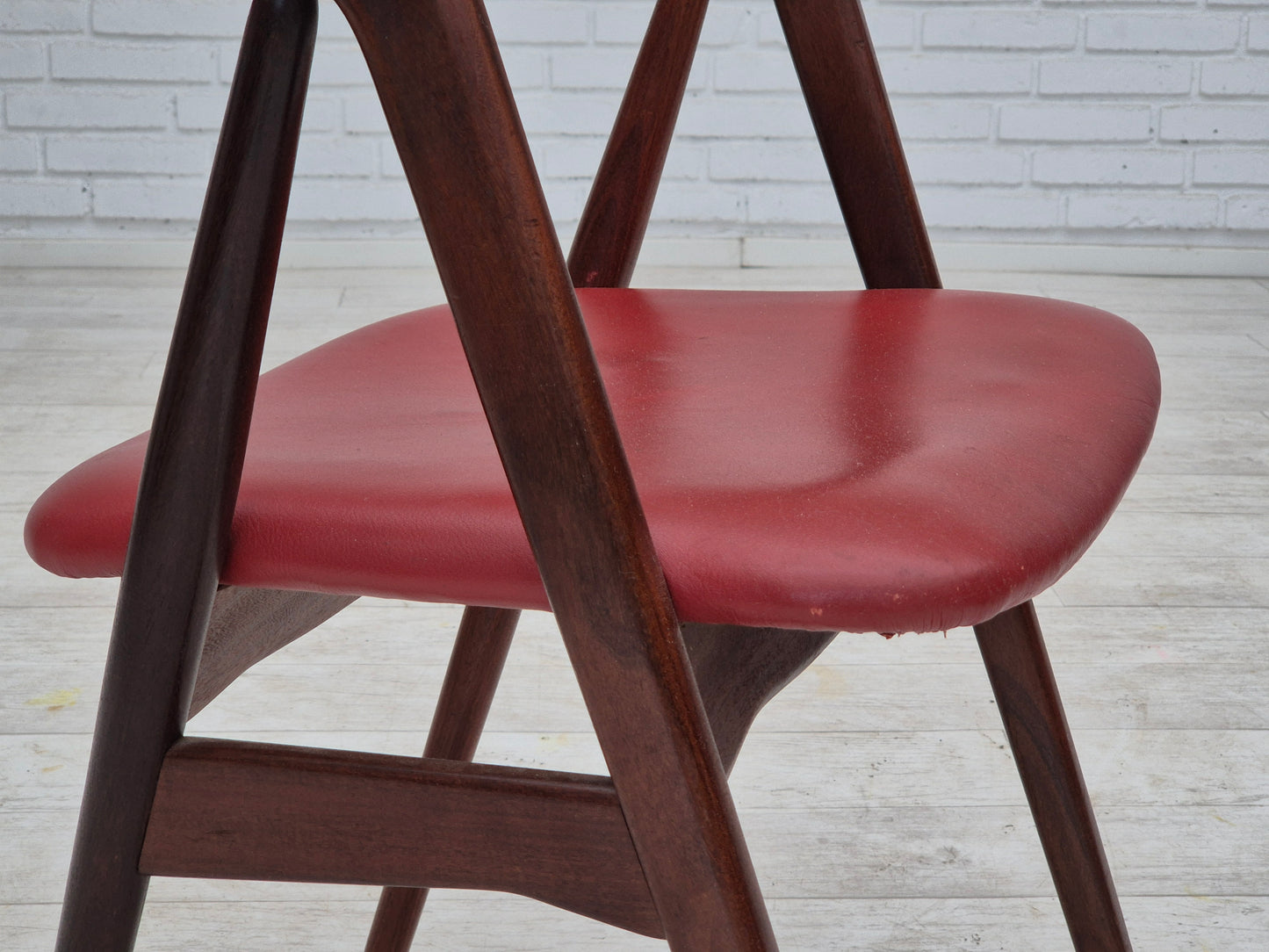 1960s, Danish chair by Farstrup, original condition, solid teak wood, leather.