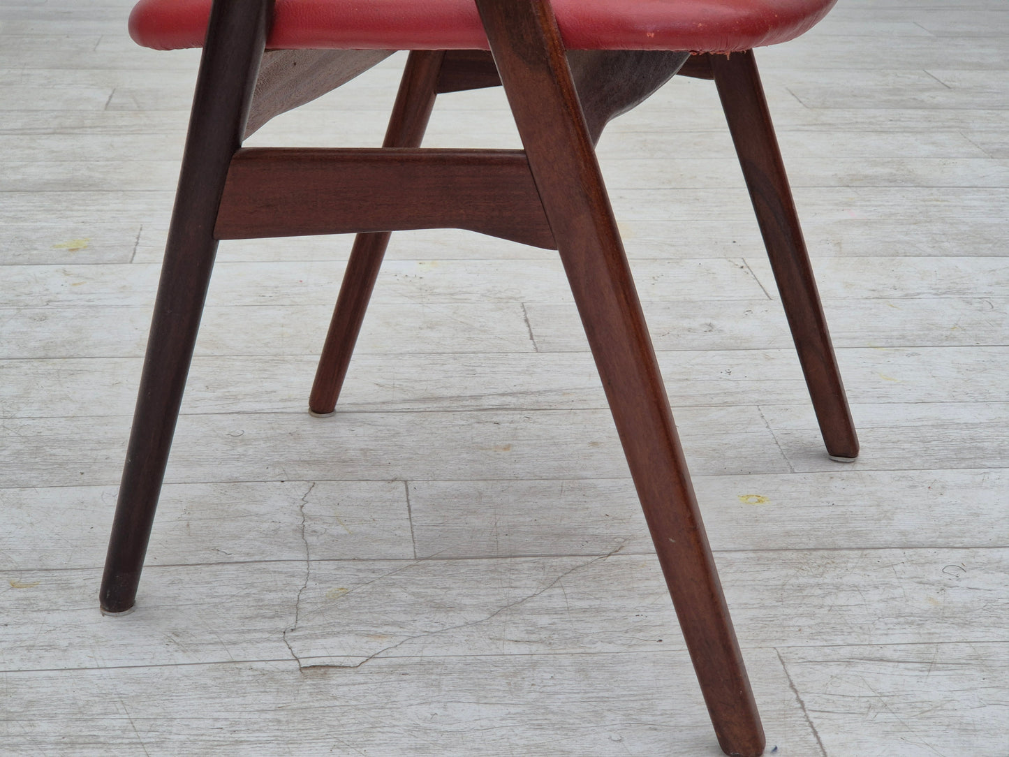 1960s, Danish chair by Farstrup, original condition, solid teak wood, leather.