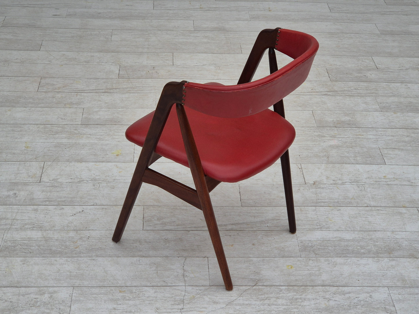 1960s, Danish chair by Farstrup, original condition, solid teak wood, leather.