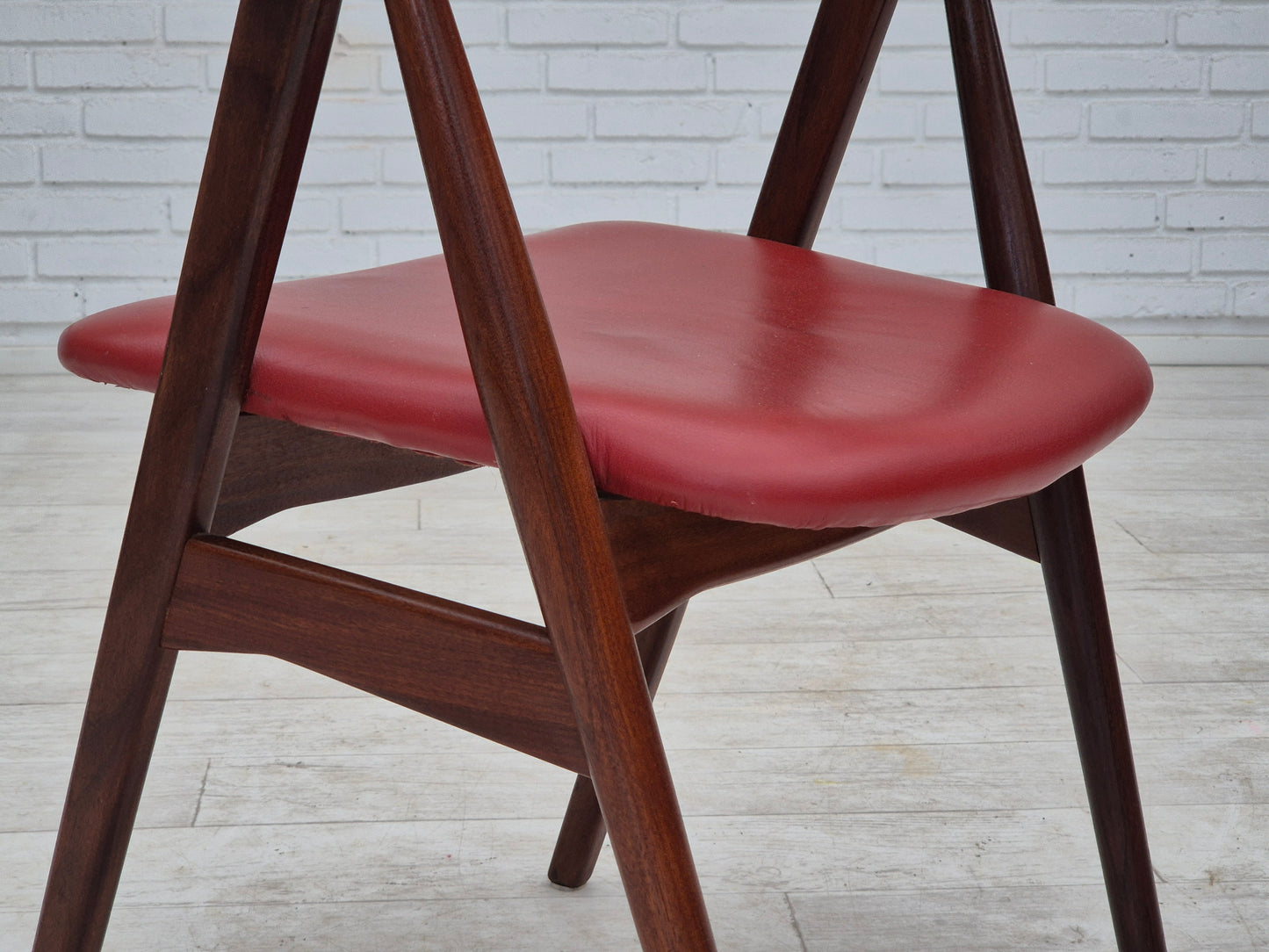 1960s, Danish chair by Farstrup, original condition, solid teak wood, leather.