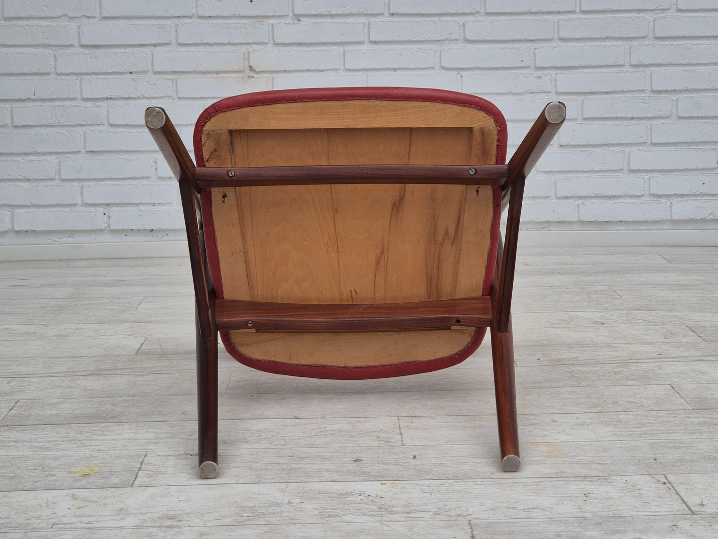 1960s, Danish chair by Farstrup, original condition, solid teak wood, leather.