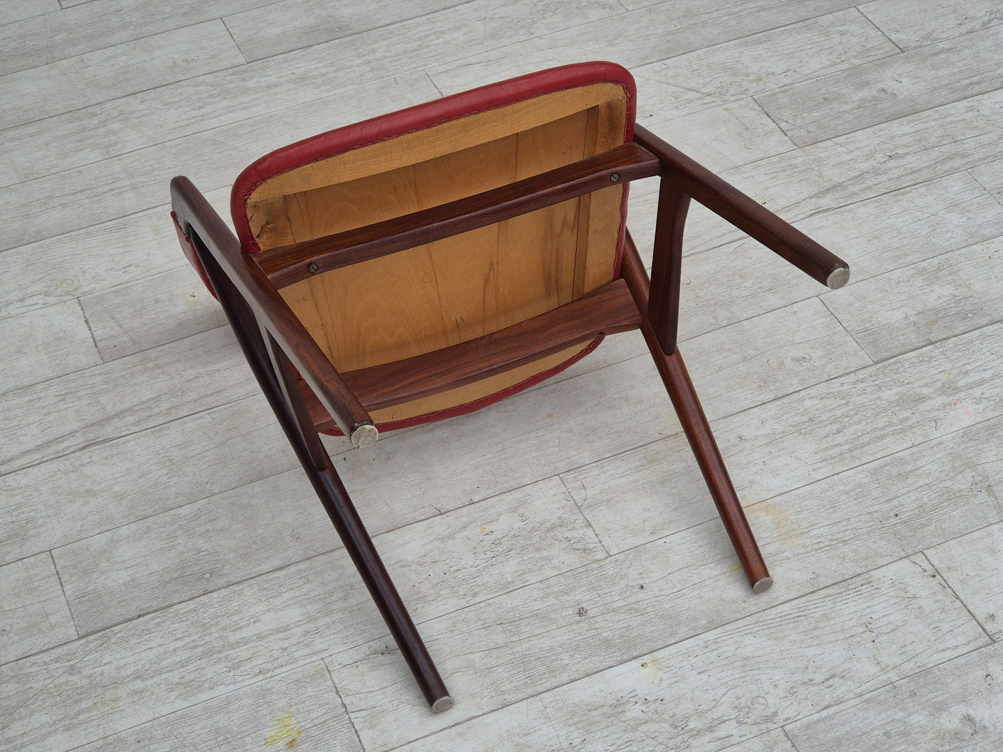 1960s, Danish chair by Farstrup, original condition, solid teak wood, leather.