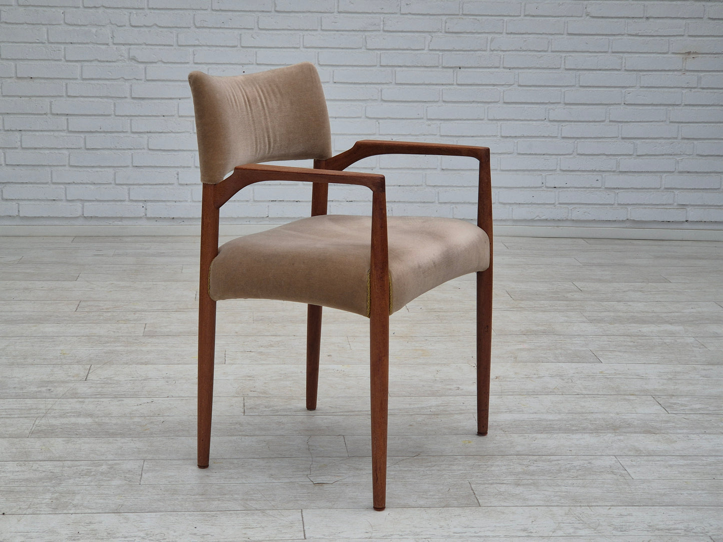 1970s, Danish chair, solid teak wood, furniture velour.