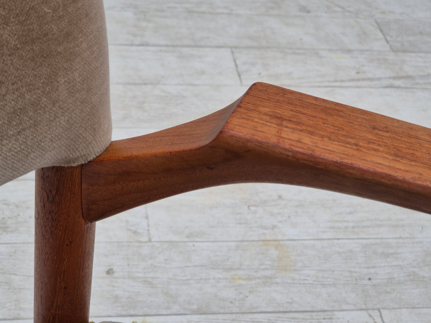 1970s, Danish chair, solid teak wood, furniture velour.