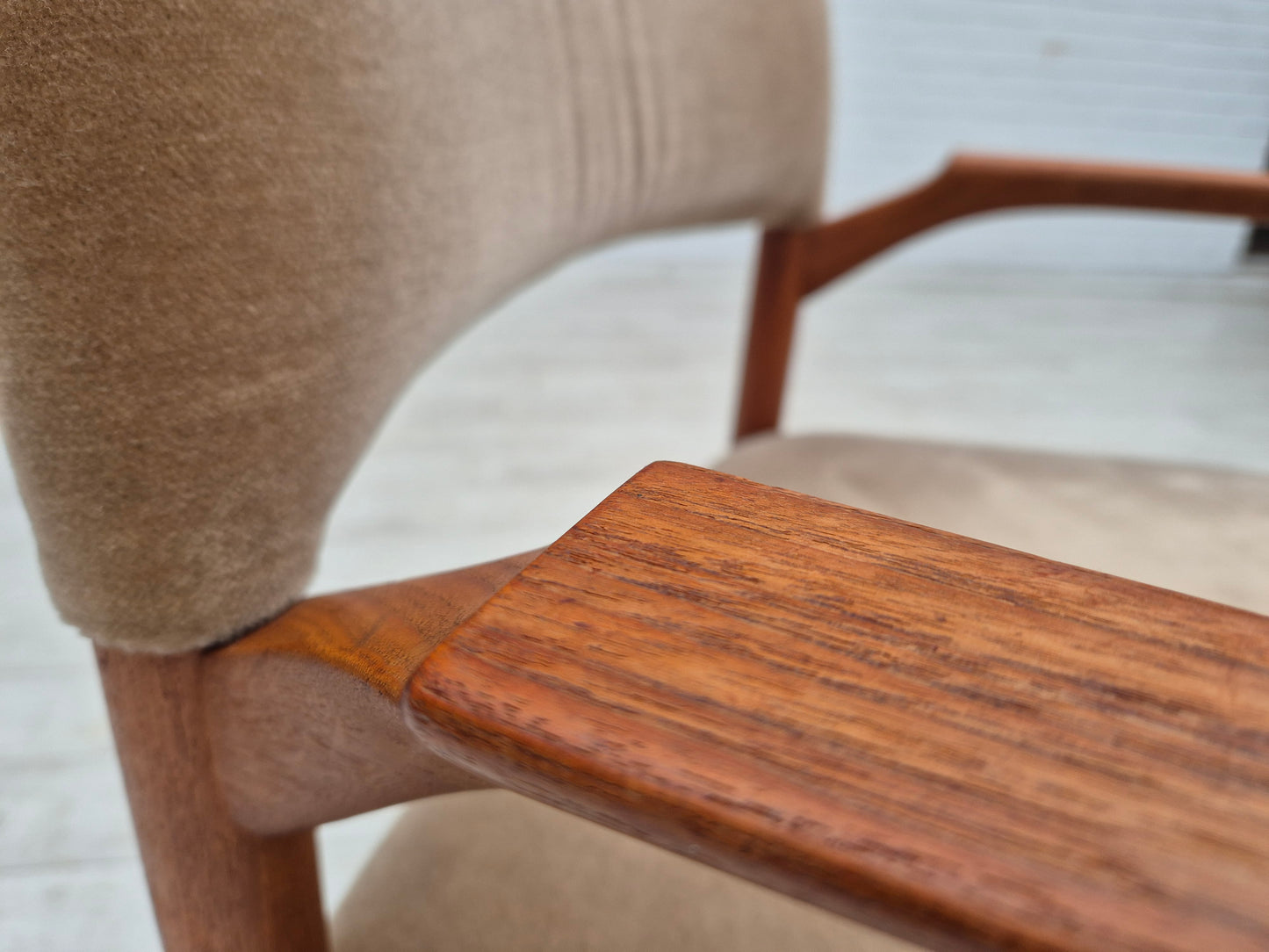 1970s, Danish chair, solid teak wood, furniture velour.