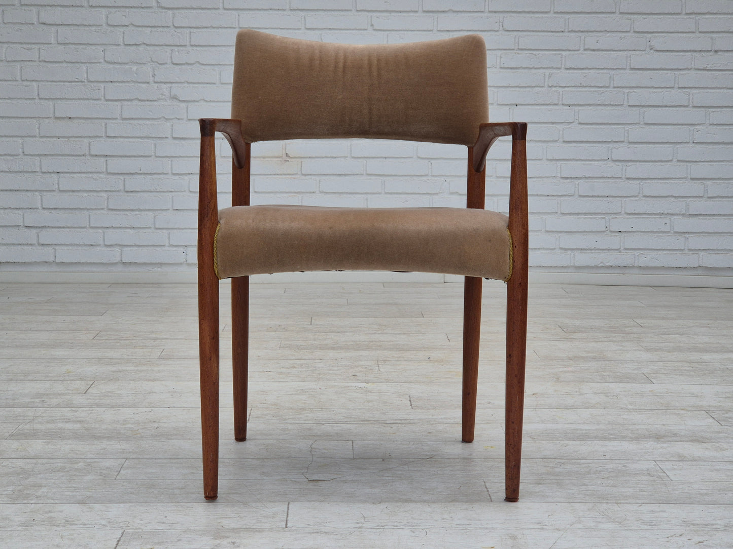 1970s, Danish chair, solid teak wood, furniture velour.