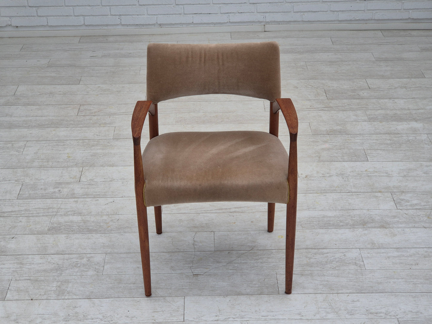 1970s, Danish chair, solid teak wood, furniture velour.