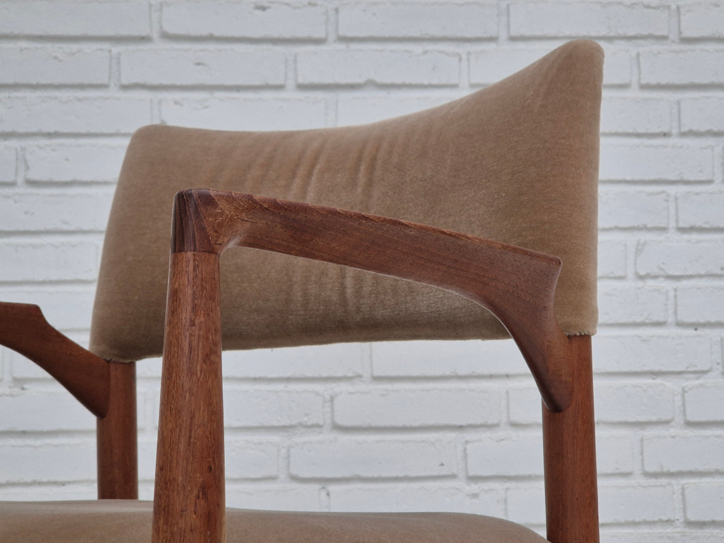 1970s, Danish chair, solid teak wood, furniture velour.