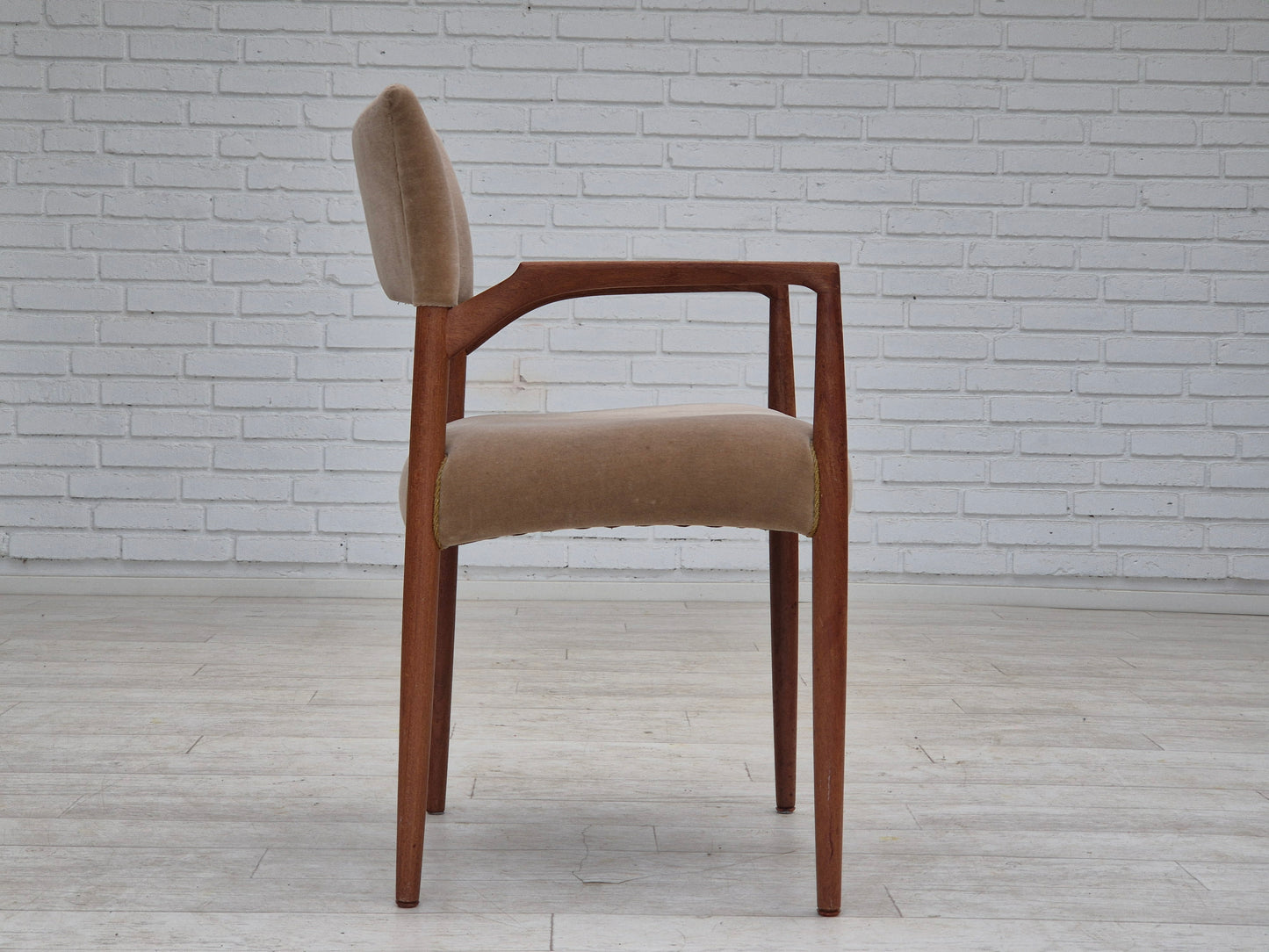 1970s, Danish chair, solid teak wood, furniture velour.