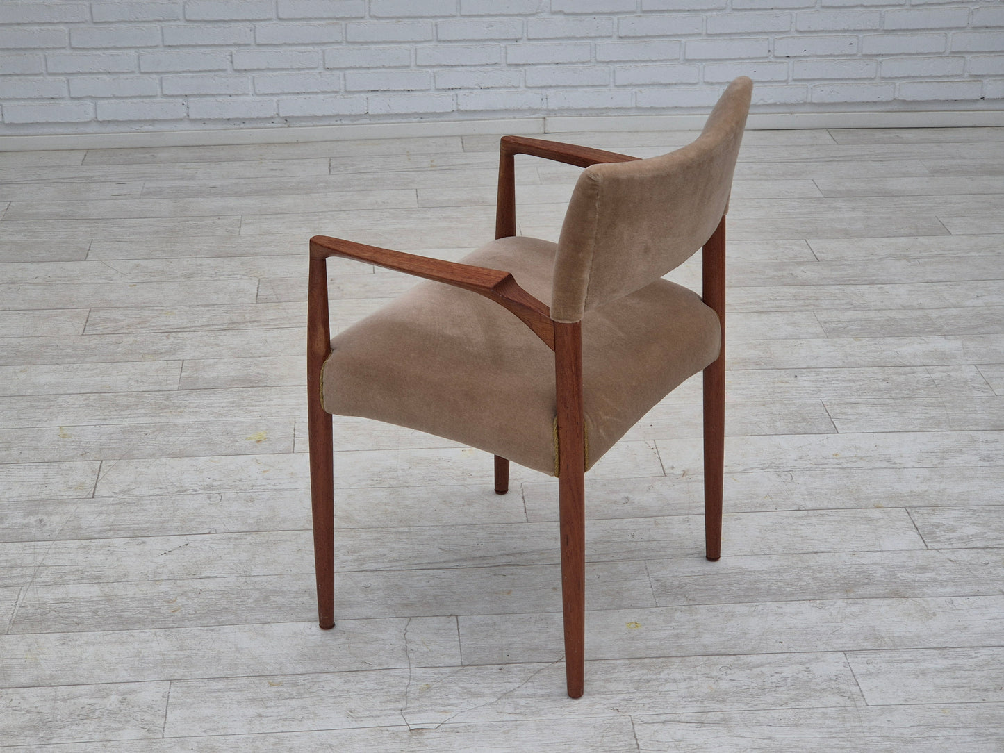 1970s, Danish chair, solid teak wood, furniture velour.