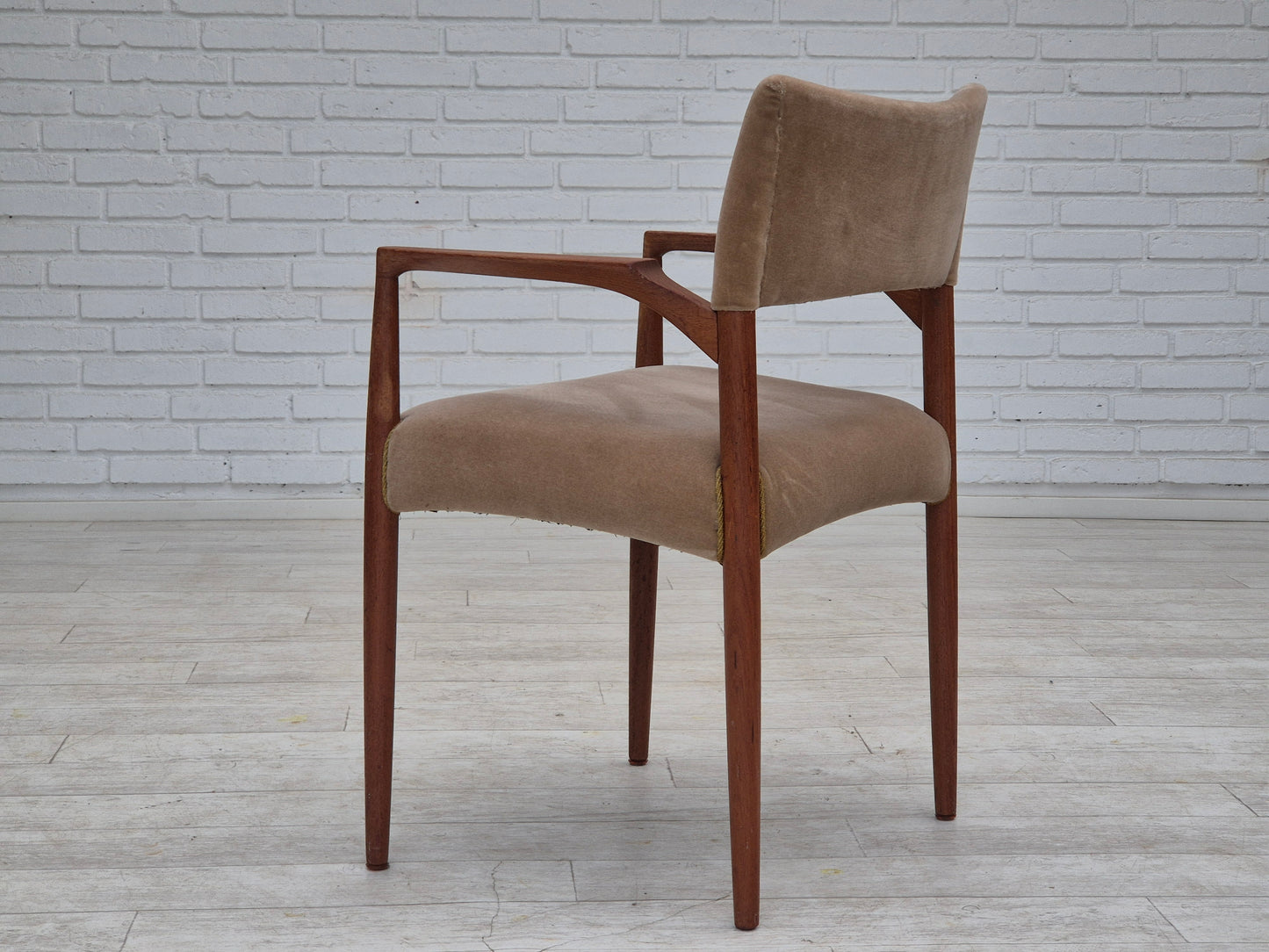 1970s, Danish chair, solid teak wood, furniture velour.