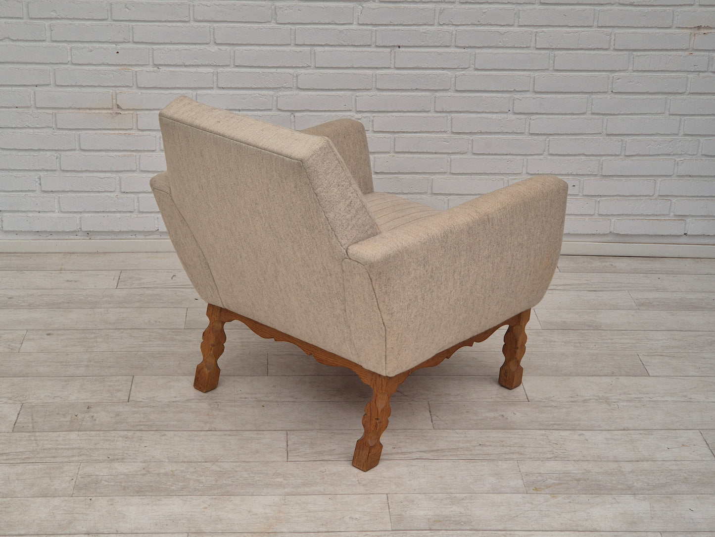 1970s, Danish lounge chair, furniture wool, oak wood, original condition.