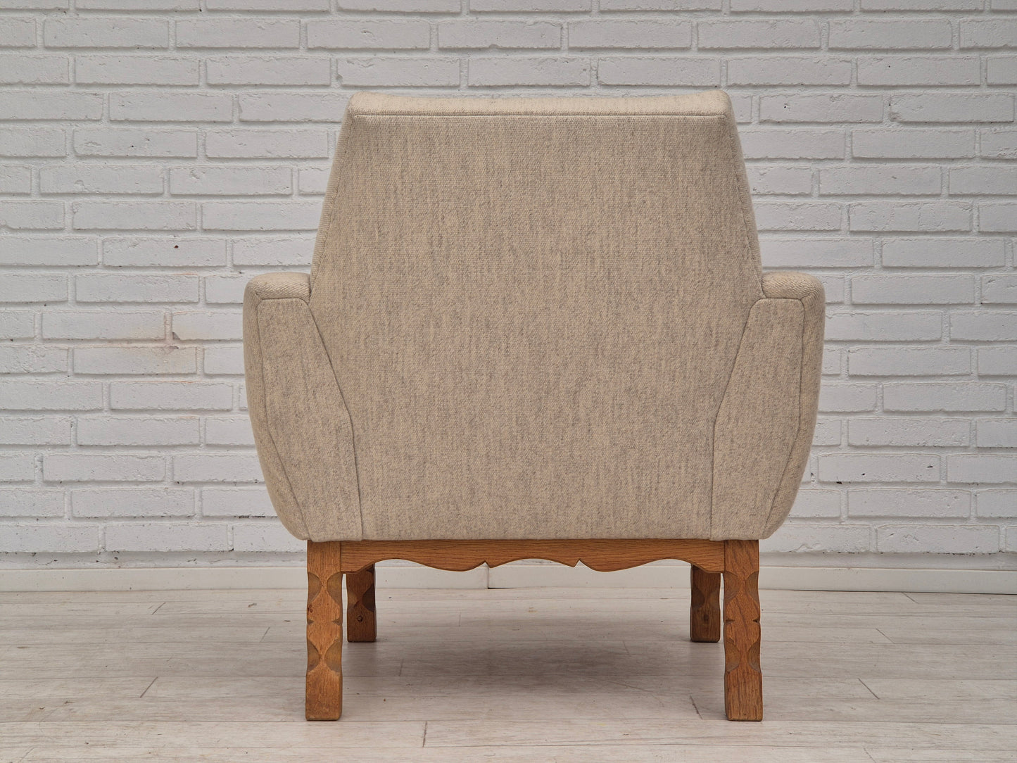 1970s, Danish lounge chair, furniture wool, oak wood, original condition.