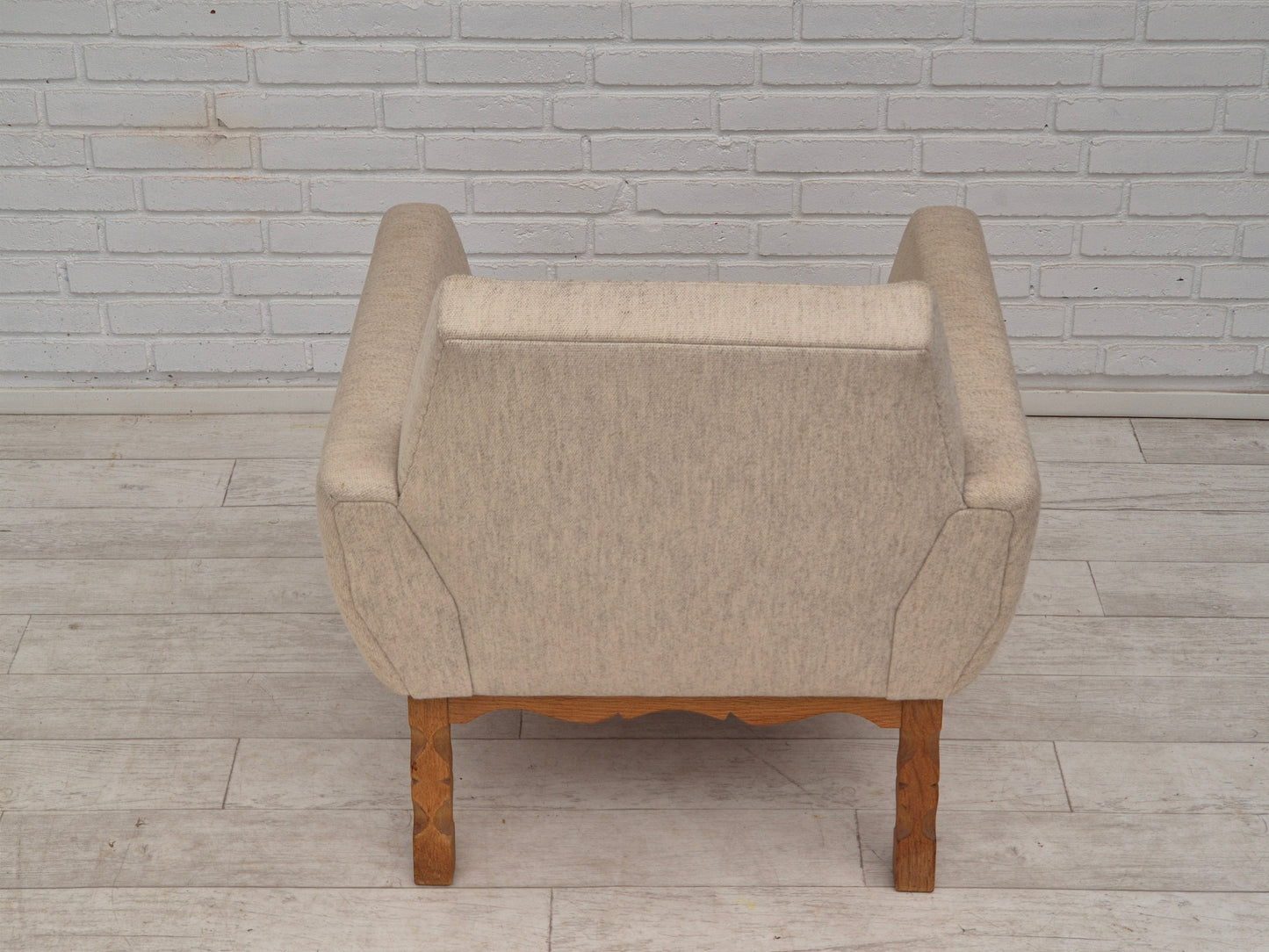 1970s, Danish lounge chair, furniture wool, oak wood, original condition.