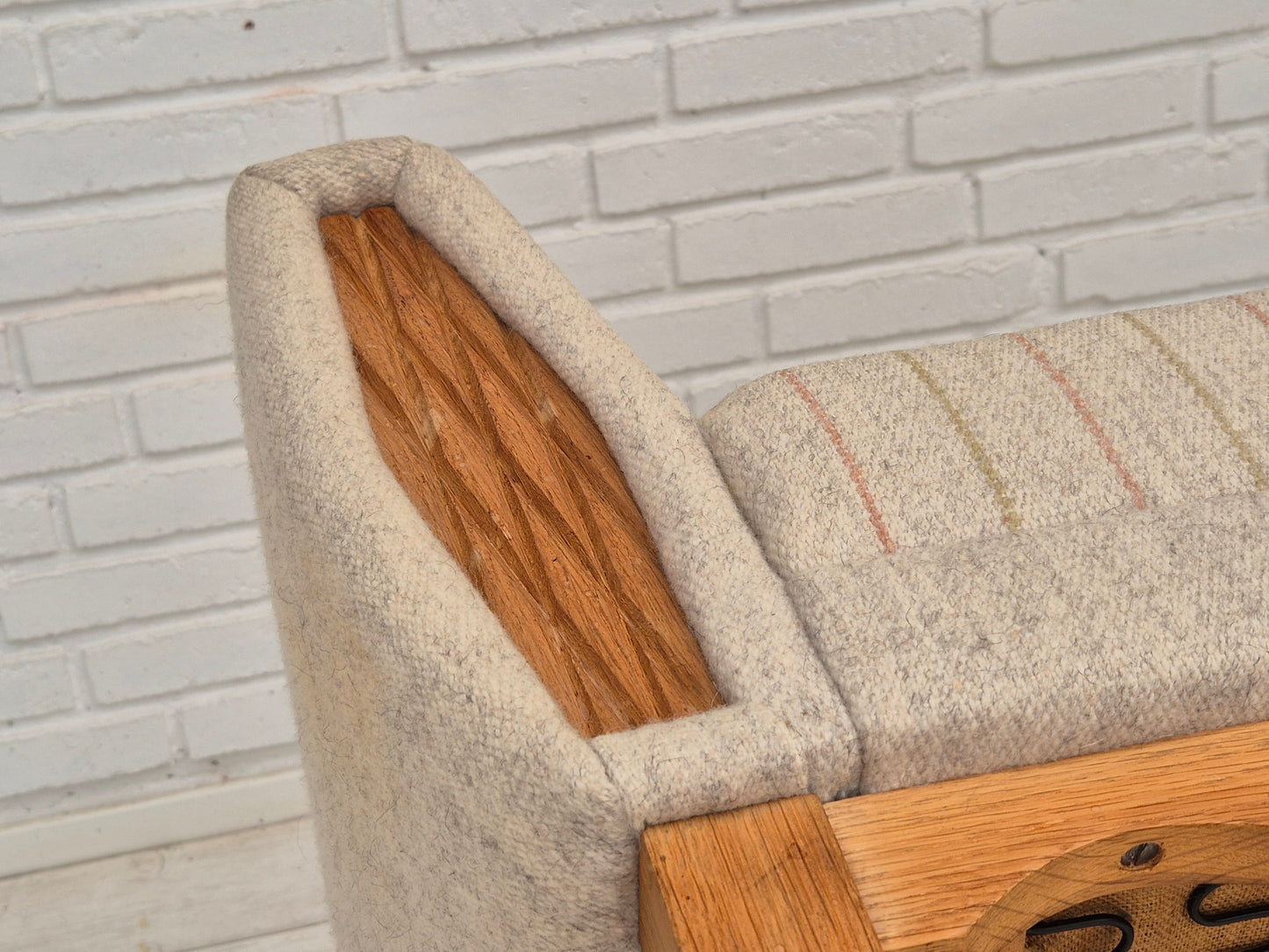 1970s, Danish lounge chair, furniture wool, oak wood, original condition.