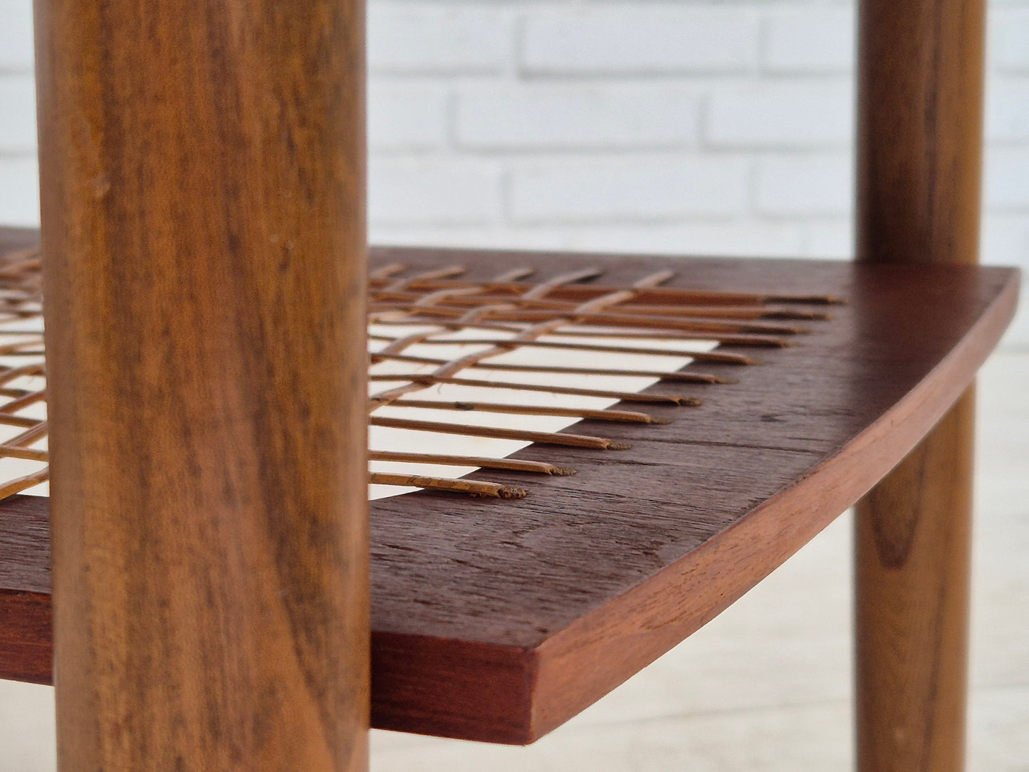 1970s, Danish coffee table, original very good condition, teak wood, rattan.