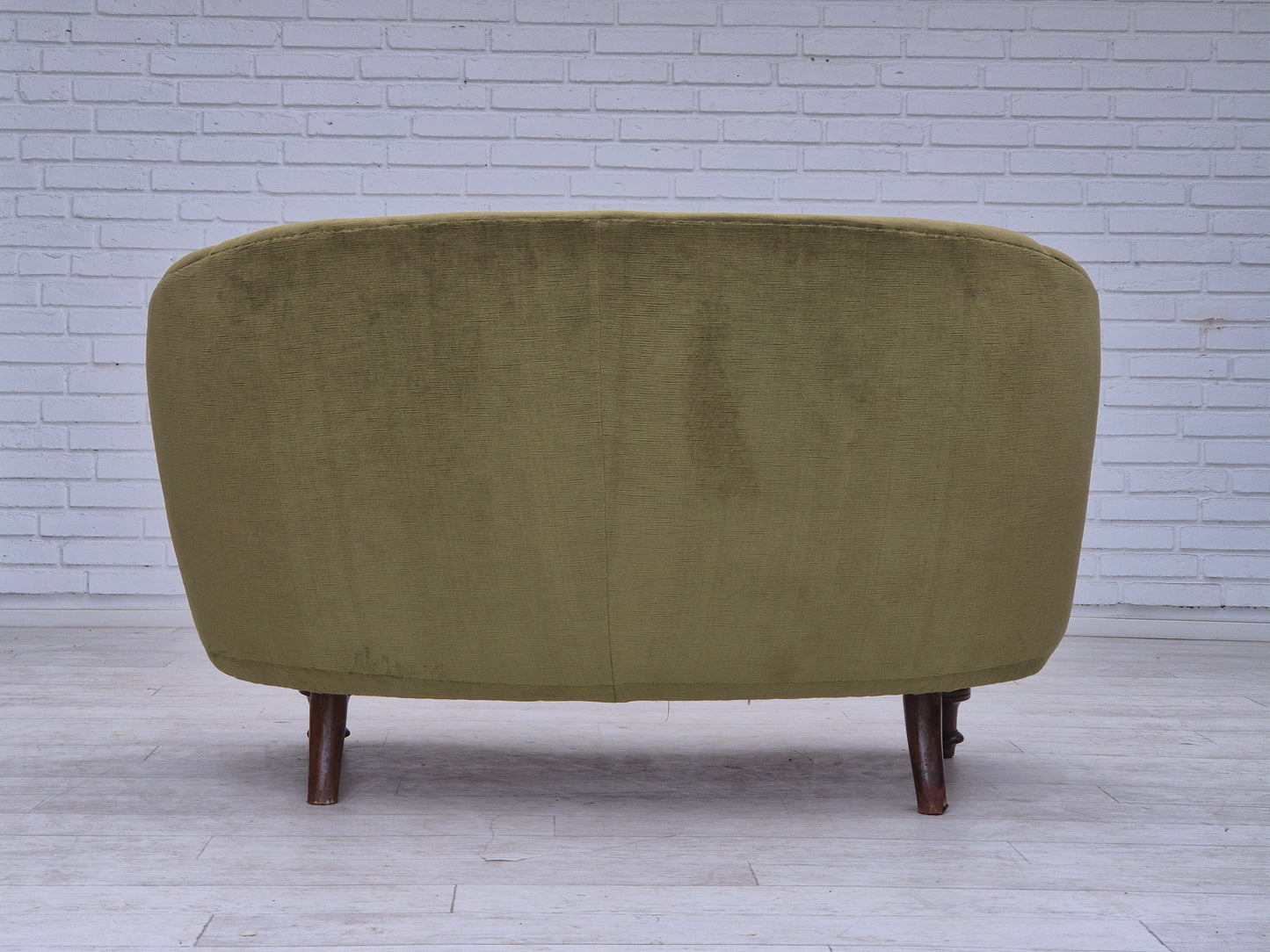 1950s, Danish curved 2 seater sofa, very good condition, furniture velour.