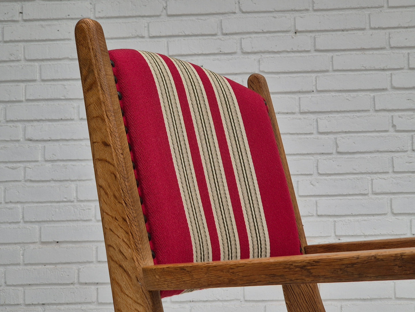 1960s, Danish armchair, original condition, furniture wool, oak wood.