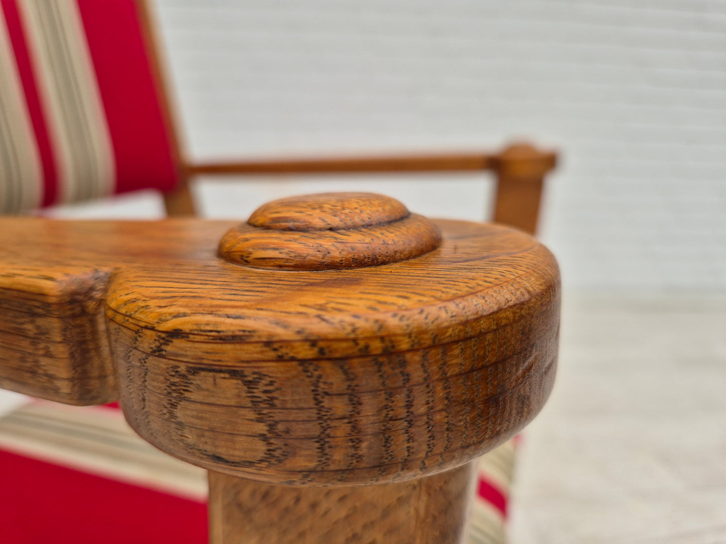 1960s, Danish armchair, original condition, furniture wool, oak wood.