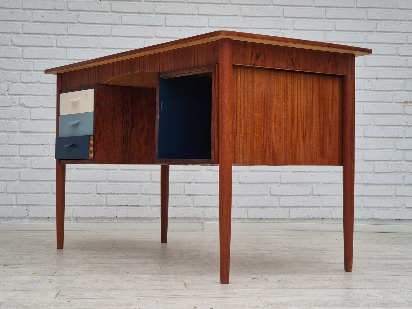 1960s, Danish office desk, drawers, teak wood.