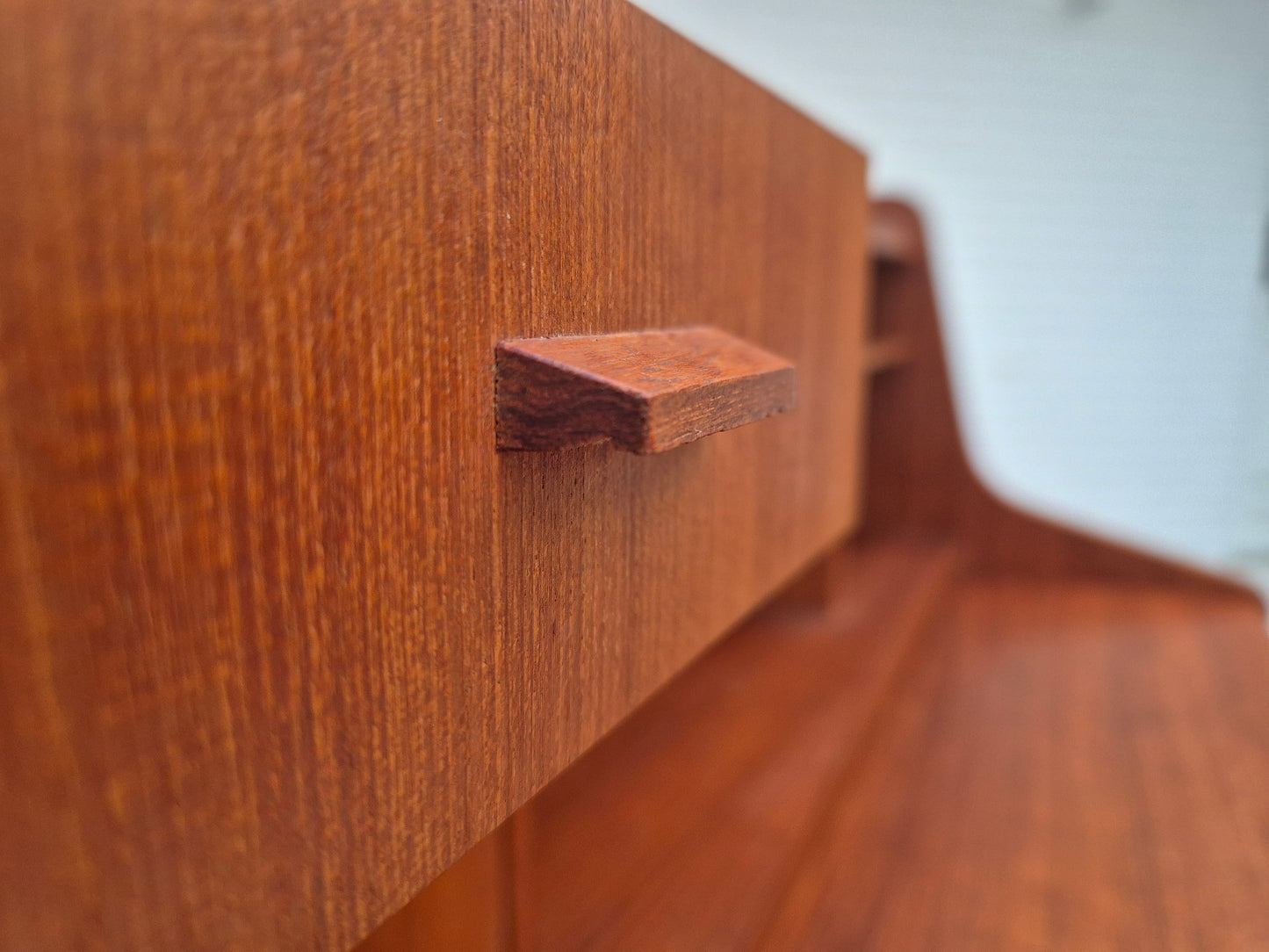 1960s, Danish chest of drawers with foldable top/mirror, original condition, teak wood.