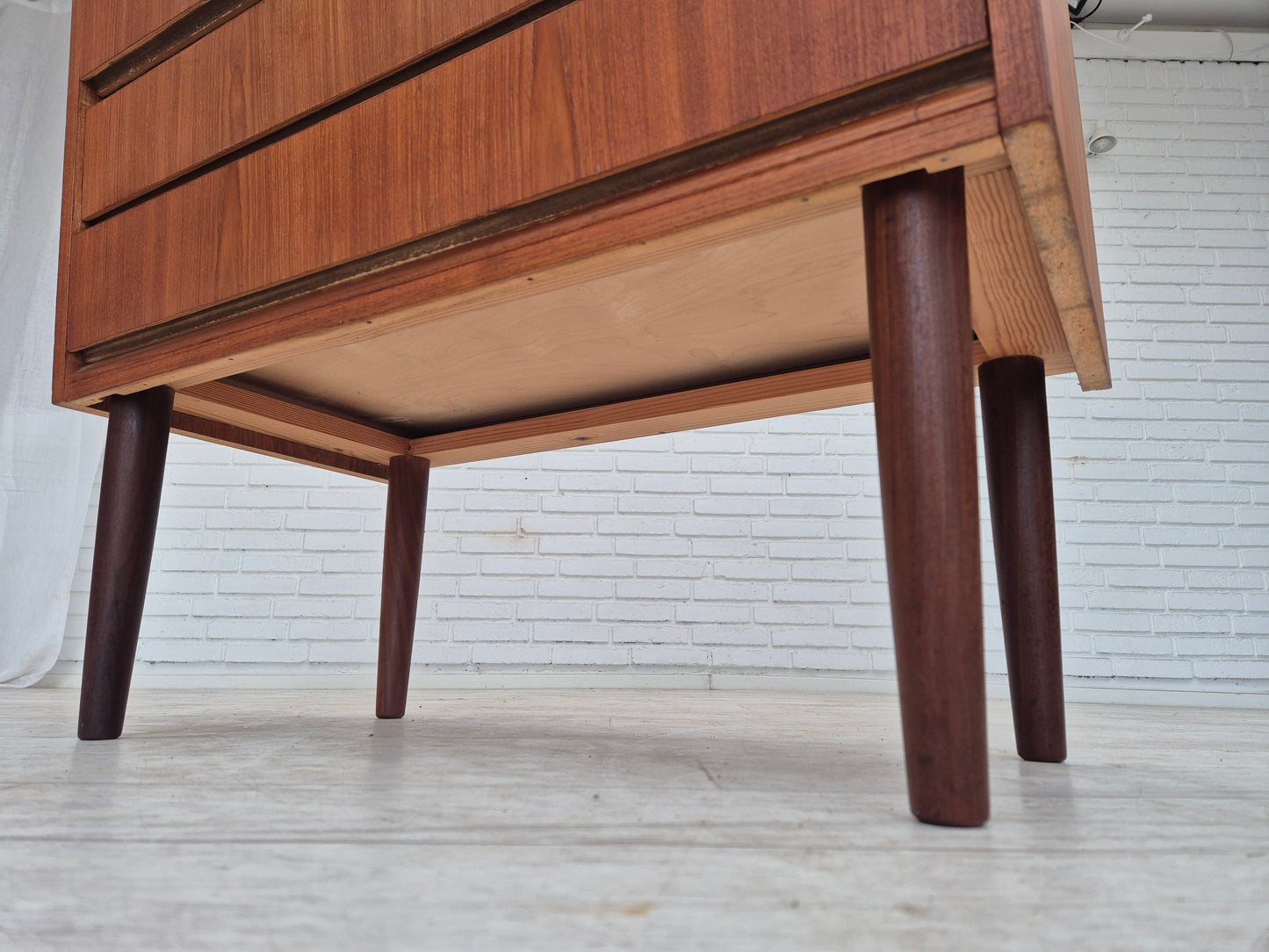 1960s, Danish chest of drawers with foldable top/mirror, original condition, teak wood.