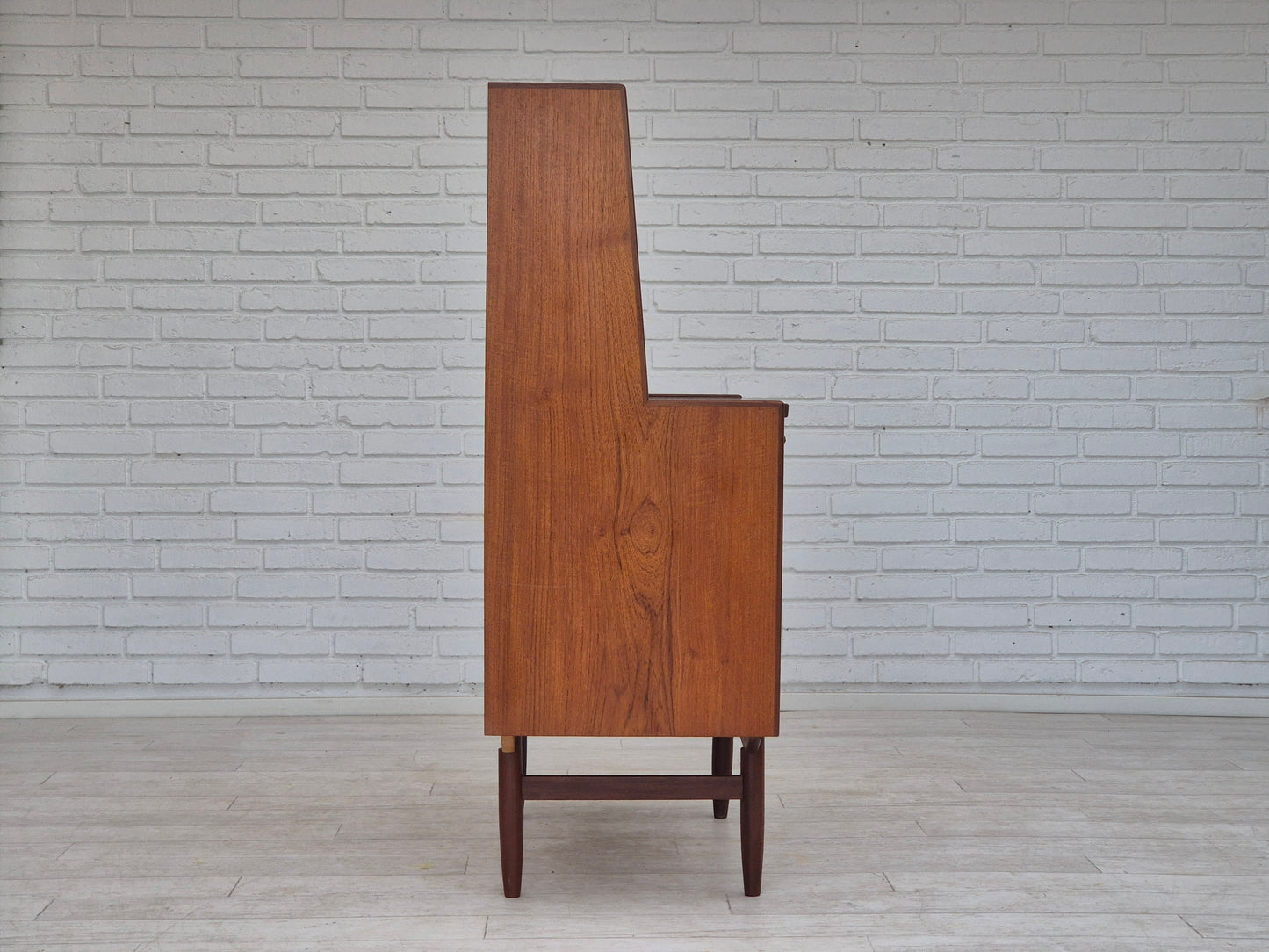 1960s, Danish chest of drawers with a mirror inside, original condition, teak wood.