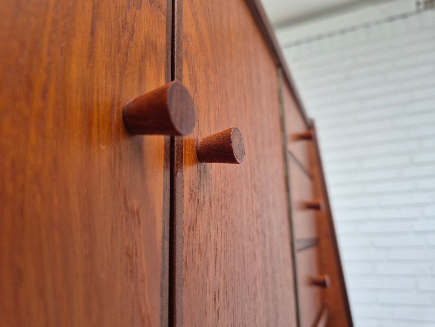 1960s, Danish chest of drawers with a mirror inside, original condition, teak wood.