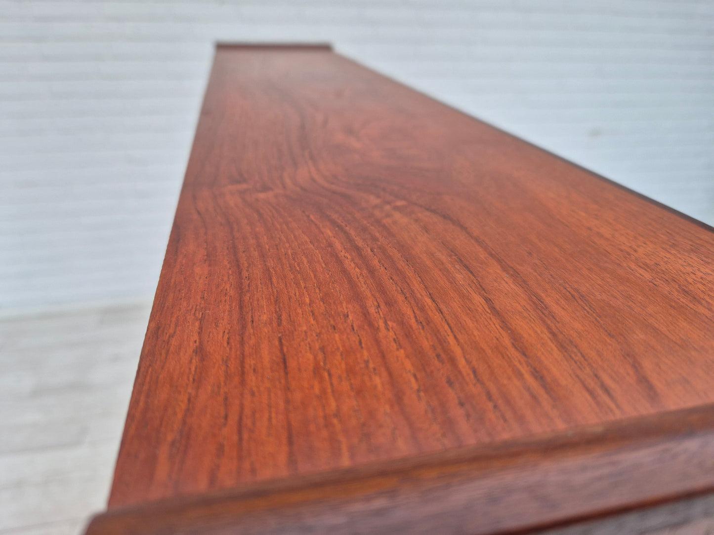 1960s, Danish chest of drawers with a mirror inside, original condition, teak wood.