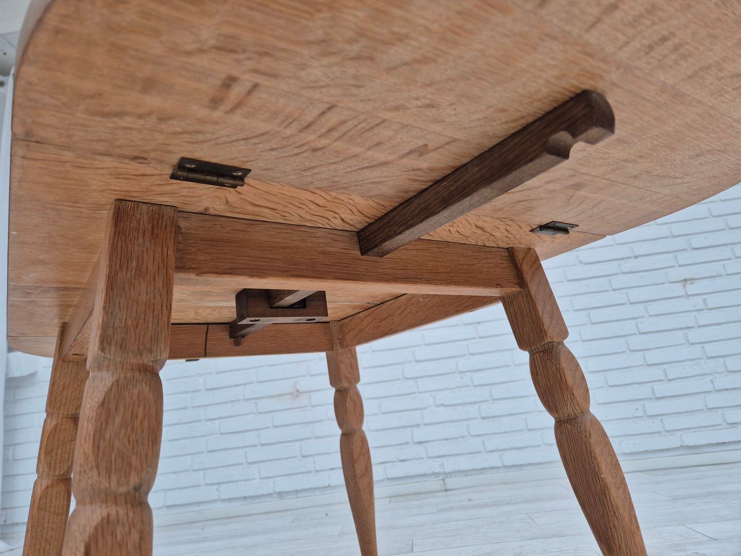 1970s, Danish foldable side table, solid oak wood, original condition.