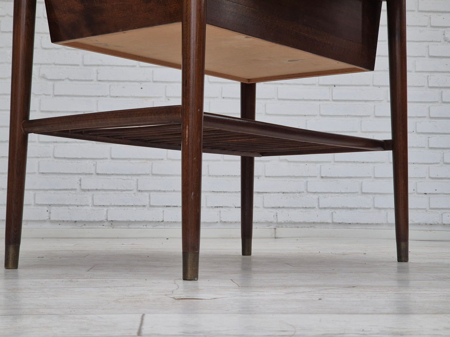 1950s, Danish foldable coffee table with drawer and shelf, original condition.