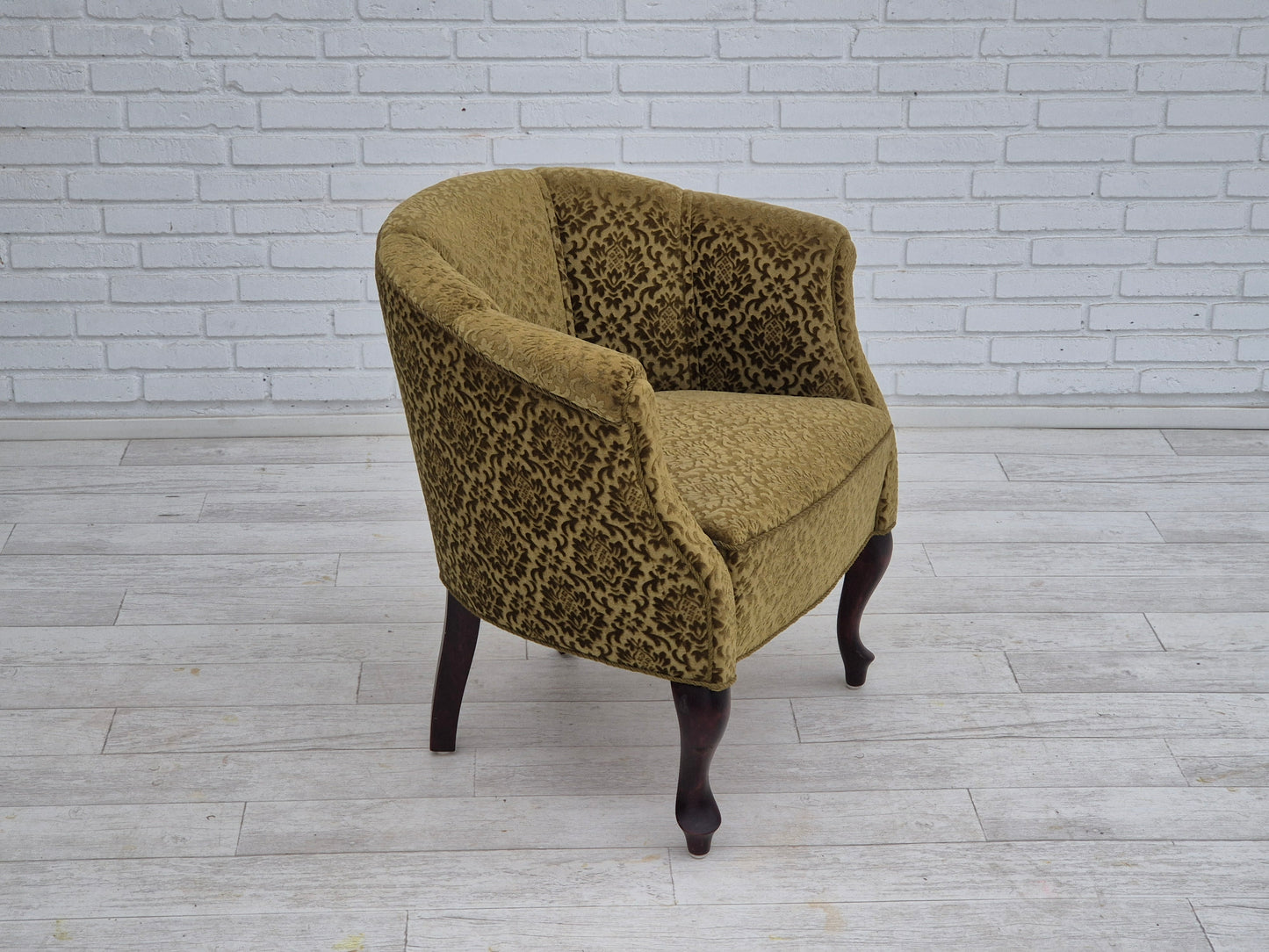 1950s, Danish lounge chair, reupholstered, green furniture fabric.