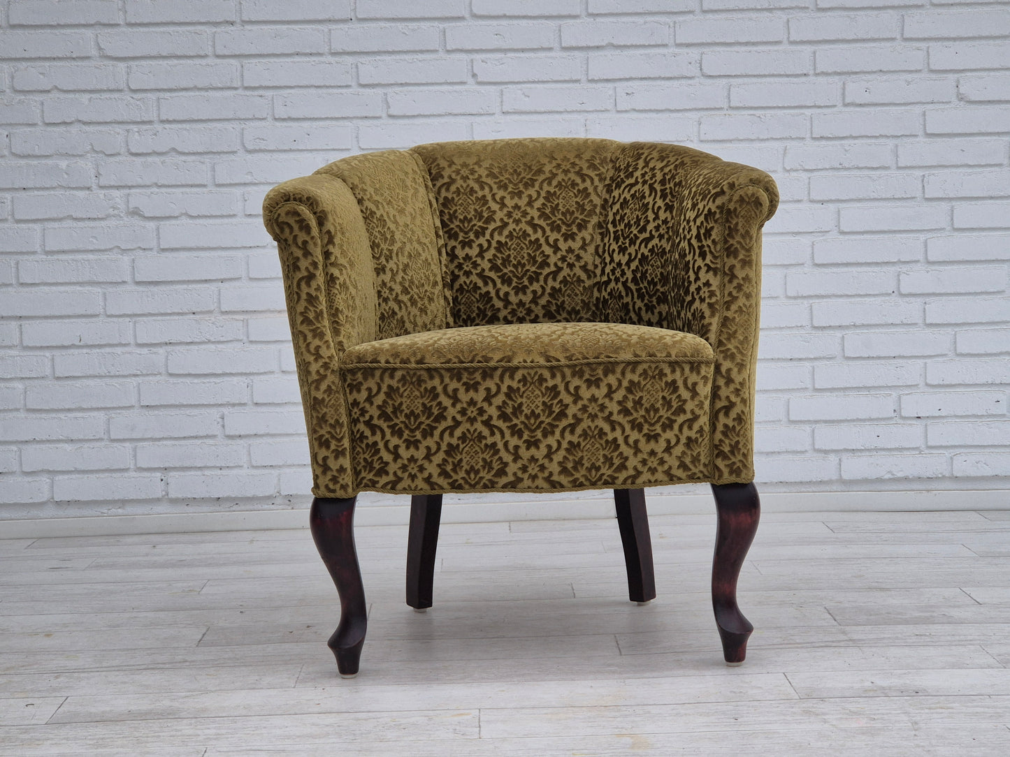 1950s, Danish lounge chair, reupholstered, green furniture fabric.