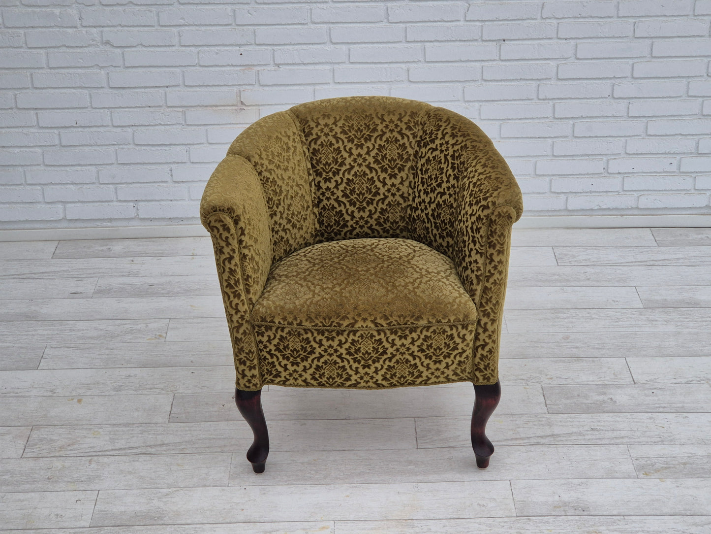 1950s, Danish lounge chair, reupholstered, green furniture fabric.