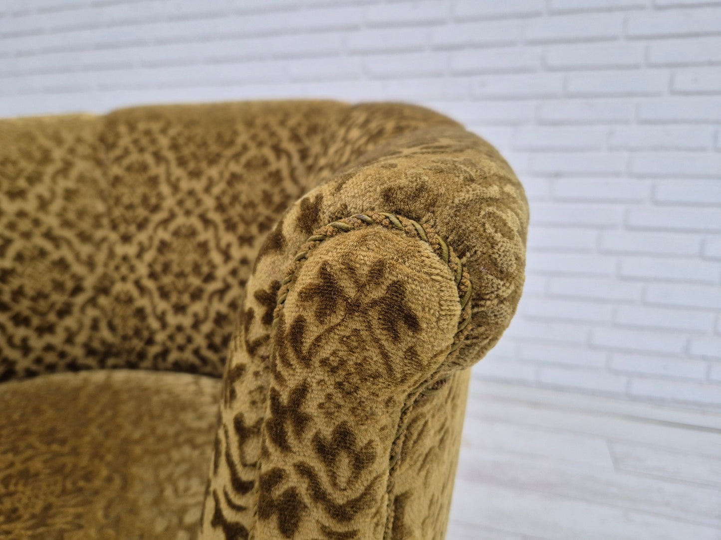 1950s, Danish lounge chair, reupholstered, green furniture fabric.