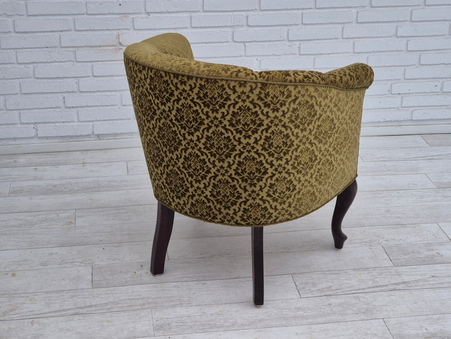 1950s, Danish lounge chair, reupholstered, green furniture fabric.